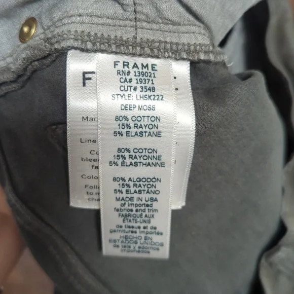 Frame Le High Skinny Deep Moss Green/Brown High Waisted Pant Size 27 - Picture 8 of 8